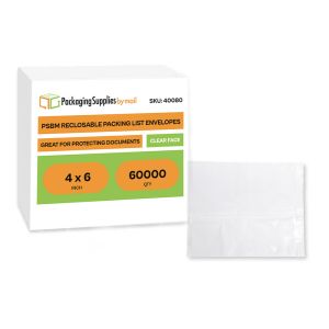 Reclosable Packing List Envelopes - 4 x 6 Inch - Clear Face - 60000/Half Pallet