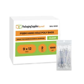Hang Hole Poly Bags 1000 Qty 9 x 12 Inch