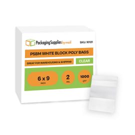 White Block Poly Bags 1000 Qty 6 x 9 Inch